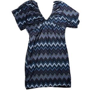 CristinaLove Zig Zap Striped Mini Dress Blue Purple Size XL